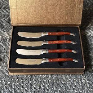 Laguiole Brown Wood Handle Stainless Steel cheese Knife Set